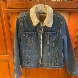 Levi's Blue Denim Jacket with Cream Sherpa Collar